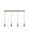 Georgie Linear 4 Light Pendant E27 With 16cm Cylinder Glass, Brass Gold/Clear Brass Gold/Matt Black