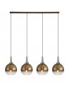 Georgie Linear 4 Light Pendant E27 With 30cm Globe Glass, Brass Gold/Clear Brass Gold/Matt Black