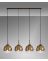 Georgie Linear 4 Light Pendant E27 With 30cm Globe Glass, Brass Gold/Clear Brass Gold/Matt Black