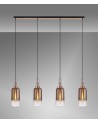 Georgie Linear 4 Light Pendant E27 With 16cm Cylinder Glass, Copper/Clear Copper/Matt Black