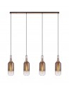 Georgie Linear 4 Light Pendant E27 With 16cm Cylinder Glass, Copper/Clear Copper/Matt Black