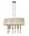 Mantra Tiffany Pendant 6+6 Light E27+G9 Oval, Antique Brass With Soft Bronze Shade & Clear Crystal