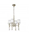 Mantra Tiffany Pendant 4+4 Light E14+G9, Antique Brass With White Shades & Clear Crystal