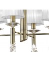 Mantra Tiffany Pendant 4+4 Light E14+G9, Antique Brass With White Shades & Clear Crystal