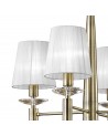 Mantra Tiffany Pendant 4+4 Light E14+G9, Antique Brass With White Shades & Clear Crystal