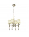 Mantra Tiffany Pendant 4+4 Light E14+G9, Antique Brass With Cream Shades & Clear Crystal