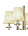 Mantra Tiffany Pendant 4+4 Light E14+G9, Antique Brass With Cream Shades & Clear Crystal