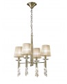 Mantra Tiffany Pendant 4+4 Light E14+G9, Antique Brass With Soft Bronze Shades & Clear Crystal