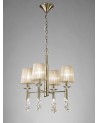 Mantra Tiffany Pendant 4+4 Light E14+G9, Antique Brass With Soft Bronze Shades & Clear Crystal
