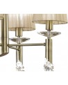 Mantra Tiffany Pendant 4+4 Light E14+G9, Antique Brass With Soft Bronze Shades & Clear Crystal