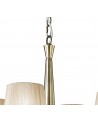 Mantra Tiffany Pendant 4+4 Light E14+G9, Antique Brass With Soft Bronze Shades & Clear Crystal