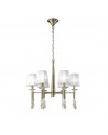 Mantra Tiffany Pendant 6+6 Light E14+G9, Antique Brass With White Shades & Clear Crystal