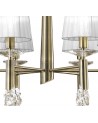 Mantra Tiffany Pendant 6+6 Light E14+G9, Antique Brass With White Shades & Clear Crystal