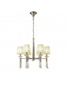 Mantra Tiffany Pendant 6+6 Light E14+G9, Antique Brass With Cream Shades & Clear Crystal