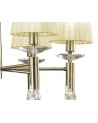 Mantra Tiffany Pendant 6+6 Light E14+G9, Antique Brass With Cream Shades & Clear Crystal