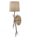 Mantra Sabina Wall Lamp, 1 x E27, Imitation Wood, Linen Shade