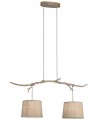 Mantra Sabina Pendant 2 x E27, Imitation Wood, Linen Shade