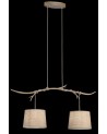 Mantra Sabina Pendant 2 x E27, Imitation Wood, Linen Shade