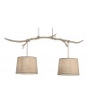 Mantra Sabina Pendant 2 x E27, Imitation Wood, Linen Shade