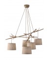 Mantra Sabina Pendant 5 x E27, Imitation Wood, Linen Shade