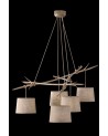 Mantra Sabina Pendant 5 x E27, Imitation Wood, Linen Shade