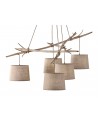 Mantra Sabina Pendant 5 x E27, Imitation Wood, Linen Shade