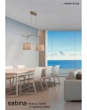Mantra Sabina Pendant 5 x E27, Imitation Wood, Linen Shade