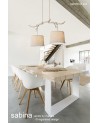 Mantra Sabina Pendant 5 x E27, Imitation Wood, Linen Shade