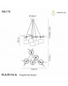 Mantra Sabina Pendant 5 x E27, Imitation Wood, Linen Shade