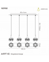Mantra Artic Linear Pendant 4 Light G9 Line, Polished Chrome