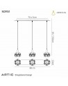Mantra Artic Linear Pendant 3 Light G9 Line Small, Polished Chrome