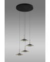 Mantra Orion 4 Light Round Pendant, 32W LED, 3000K, 2360lm, Black/Antique Brass