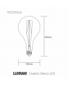 Classic Deco LED GLS Xl Pear Shaped A160 M Filament E27 Dimmable 8W 1800K Extra Warm White, 630lm, Gold Finish
