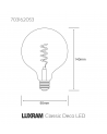 Classic Deco LED Globe 95mm/S E27 Dimmable 5W 1800K Extra Warm White, 280lm, Gold Finish
