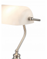 Morgan Bankers Table Lamp 1 Light E27 Satin Nickel/White Glass