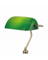 Morgan Bankers Table Lamp 1 Light E27 Antique Brass/Green Glass