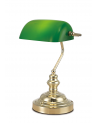 Morgan Bankers Table Lamp 1 Light E27 Gold/Green Glass