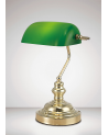 Morgan Bankers Table Lamp 1 Light E27 Gold/Green Glass