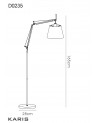 Karis Adjustable Floor Lamp 1 Light E27 Silver/Polished Chrome c/w Cream Pearl Shade