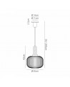 Georgie 1 Light Pendant E27 30cm Pumpkin Shaped Ribbed Glass, Clear Antique Silver/Black