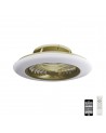 Alisio 70W LED Dimmable Ceiling Light With Built-In 35W DC Reversible Fan, Matt Burnished Gold/White Finish