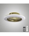 Alisio 70W LED Dimmable Ceiling Light With Built-In 35W DC Reversible Fan, Matt Burnished Gold/White Finish