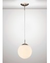 Miranda 25cm Ball Pendant 1XE27 Satin Nickel Suspension With Frosted White Glass Globe
