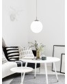 Miranda 25cm Ball Pendant 1XE27 Satin Nickel Suspension With Frosted White Glass Globe