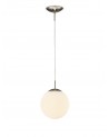 Miranda 25cm Ball Pendant 1XE27 Satin Nickel Suspension With Frosted White Glass Globe