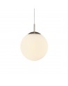 Miranda 25cm Ball Pendant 1XE27 Satin Nickel Suspension With Frosted White Glass Globe