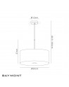 Baymont Satin Nickel  3m 3xE27 Single Pendant c/w 500mm Shade & Frosted Diffuser
