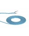 Cavo 1m Blue & White Wave Stripe Braided Twisted 2 Core 0.75mm Cable VDE Approved