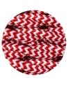 Cavo 1m Red & White Wave Stripe Braided Twisted 2 Core 0.75mm Cable VDE Approved