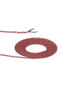Cavo 1m Red & White Wave Stripe Braided Twisted 2 Core 0.75mm Cable VDE Approved